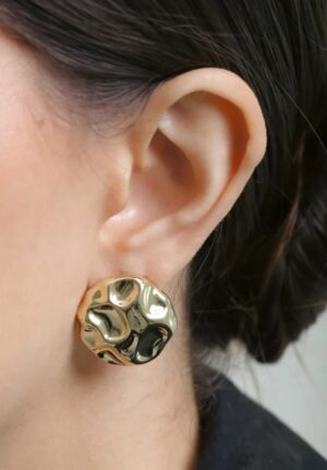 Brinco Botão Orgânico 26 mm - Banho Ouro 18 k