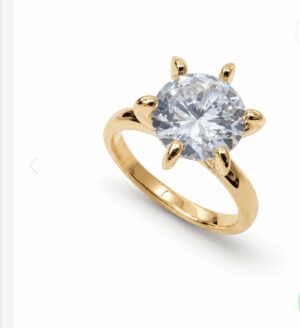 Anel Solitário Zircônia Branca 9.8 mm - Banho de Ouro 18k