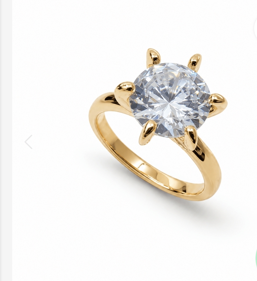 Anel Solitário Zircônia Branca 9.8 mm - Banho de Ouro 18k - Imagem 2