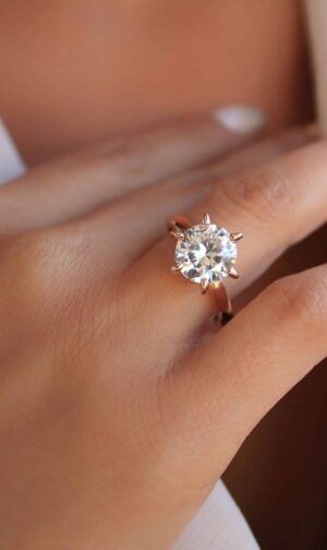 Anel Solitário Zircônia Branca 9.8 mm - Banho de Ouro 18k