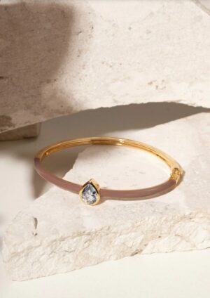Bracelete em cristal London Blue resinado cor mocha - Banho Ouro 18k