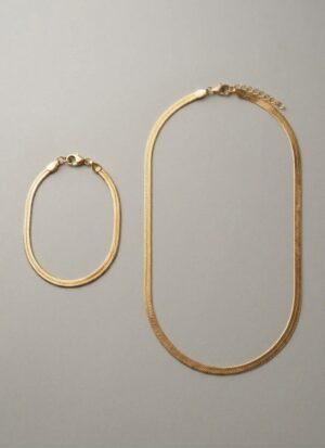 Conjunto to Colar de Malha e Pulseira, Inox