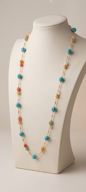 Colar Longo com pedras coloridas
