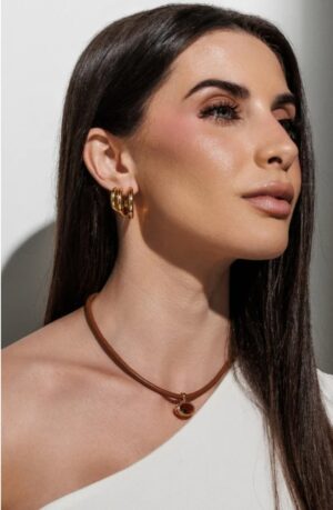 Chocker em Couro com marrom