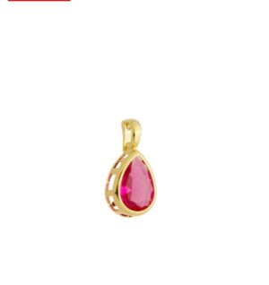 Pingente em Forma de Gota em Zircônia Rosa /Banho Ouro 18k